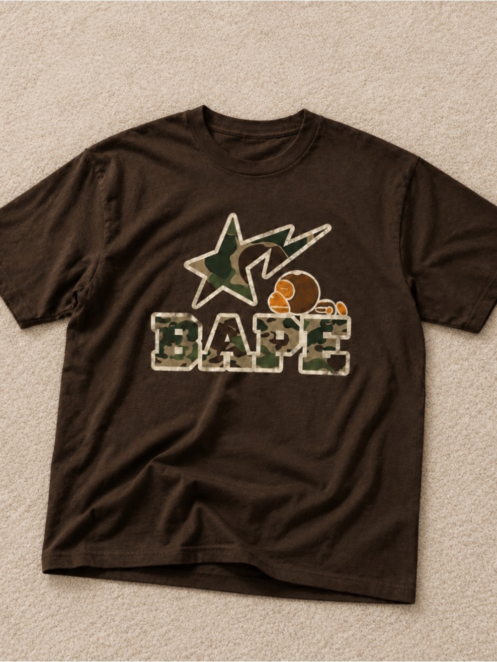 Gildan Reprint Dark Chocolate Tee with Camo Star and Logo